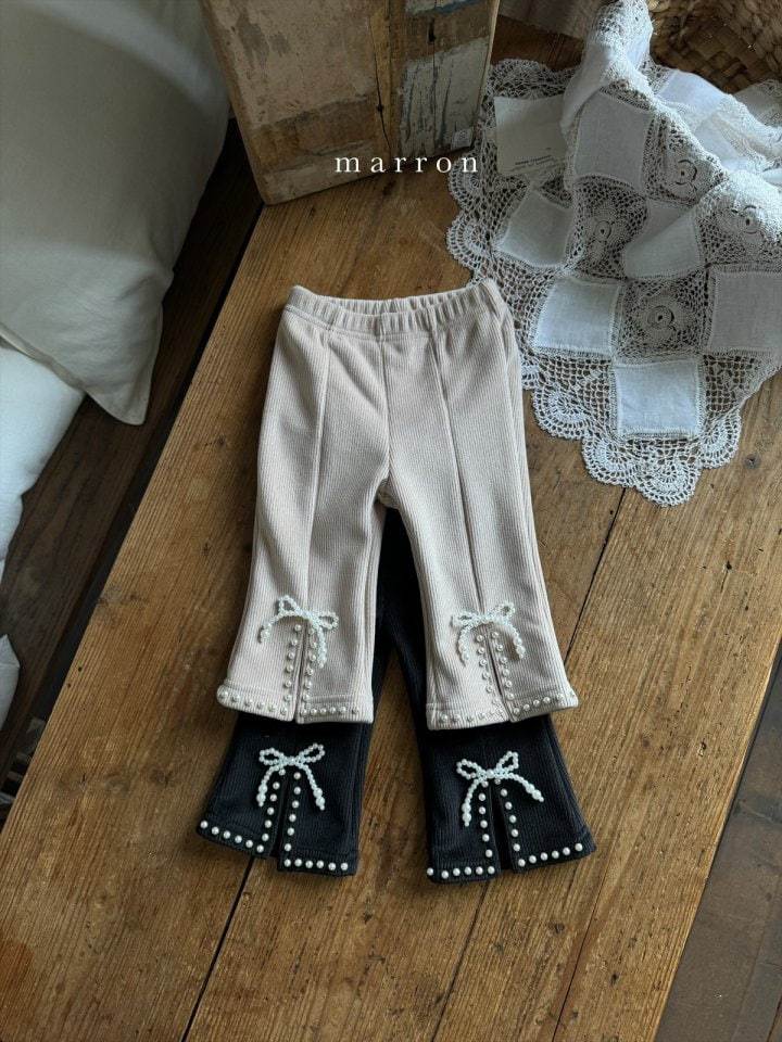 Marron - Korean Baby Fashion - #babyfashion - Pearl Ribbon Pants - 8