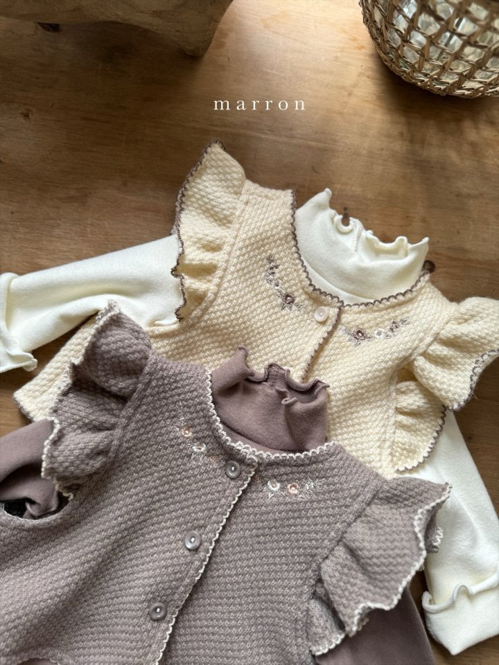 Marron - Korean Baby Fashion - #babyfever - Embroidery Knit Vest - 7