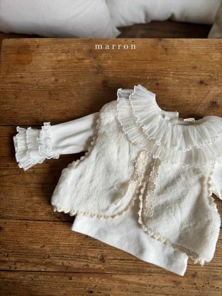 Marron - Korean Baby Fashion - #babygirlfashion - Lace Dumble Vest - 2