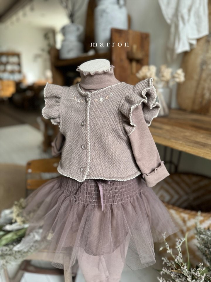 Marron - Korean Baby Fashion - #babygirlfashion - Embroidery Knit Vest - 8