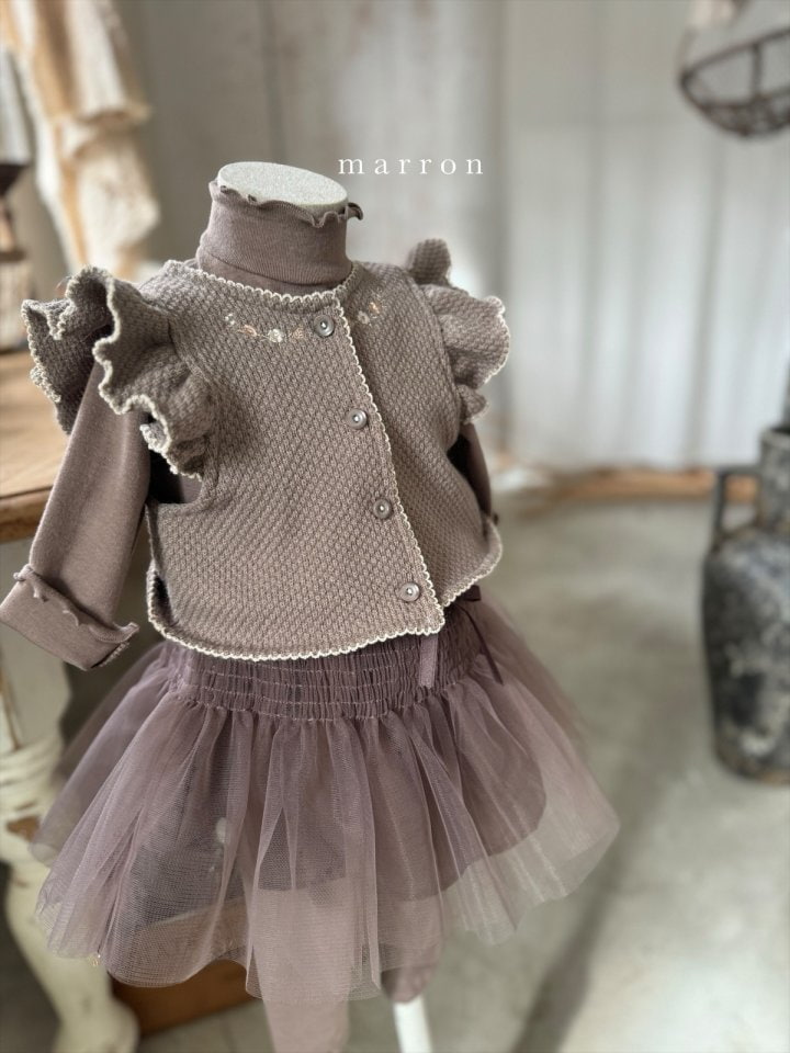 Marron - Korean Baby Fashion - #babylifestyle - Embroidery Knit Vest - 9