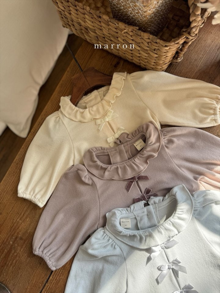 Marron - Korean Baby Fashion - #babyoninstagram - Ribbon Frill Bodysuit - 2