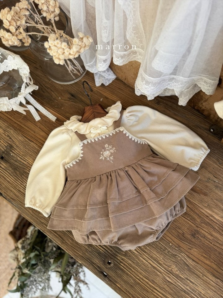 Marron - Korean Baby Fashion - #babyoninstagram - Rose Embroidery Boydsuit - 8