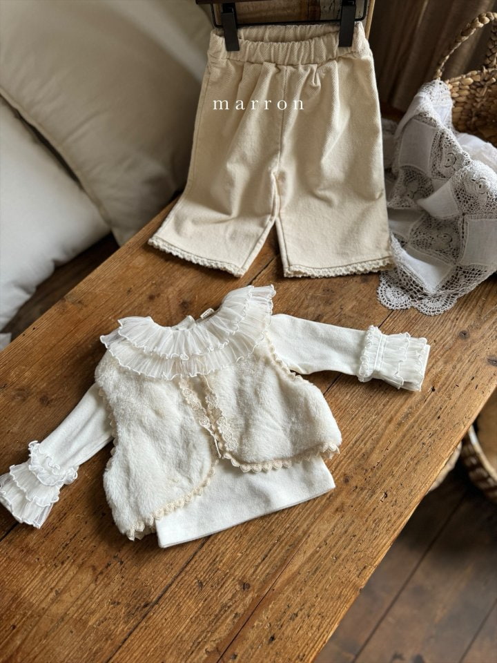 Marron - Korean Baby Fashion - #babylifestyle - Lace Dumble Vest - 4