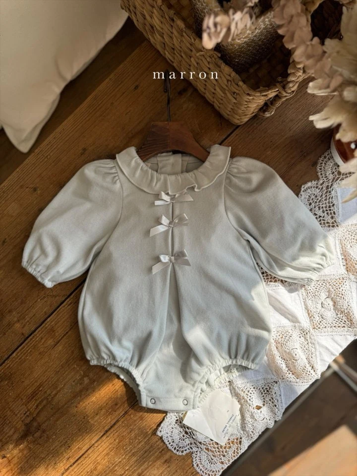 Marron - Korean Baby Fashion - #babyootd - Ribbon Frill Bodysuit - 3