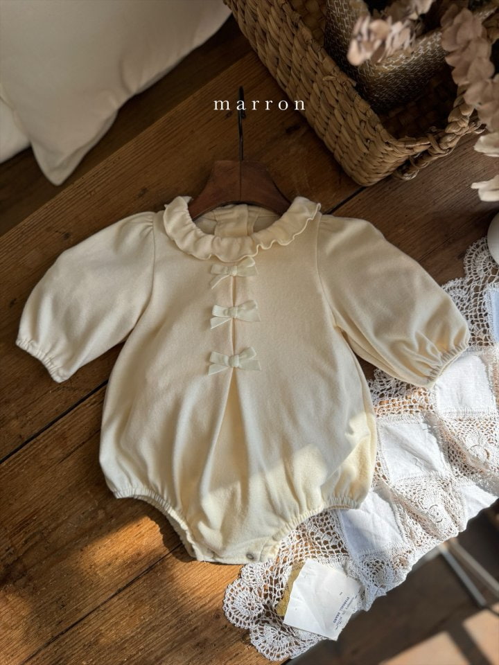 Marron - Korean Baby Fashion - #babyootd - Ribbon Frill Bodysuit - 4