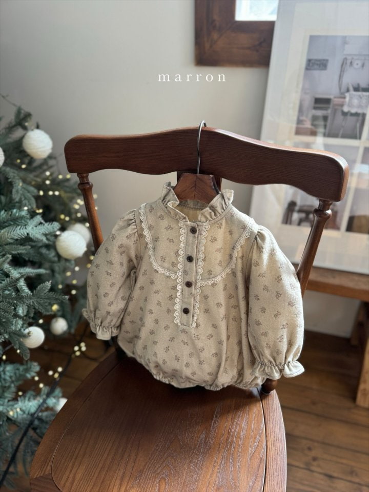 Marron - Korean Baby Fashion - #babyoutfit - Small Flower Bodysuit - 2