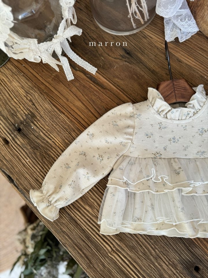 Marron - Korean Baby Fashion - #babyoutfit - Frill Top Bottom Set - 10