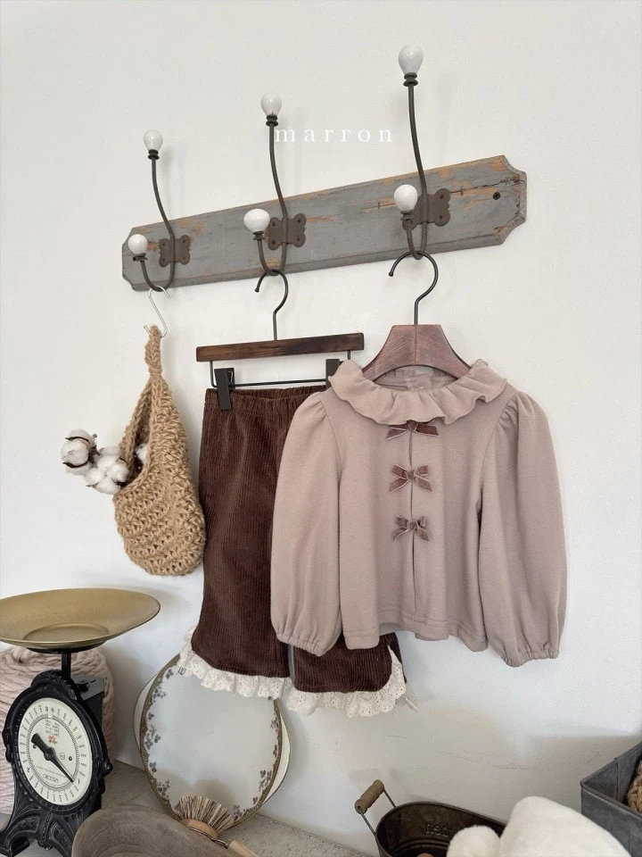 Marron - Korean Baby Fashion - #babyoutfit - Ribbon Frill Tee - 9