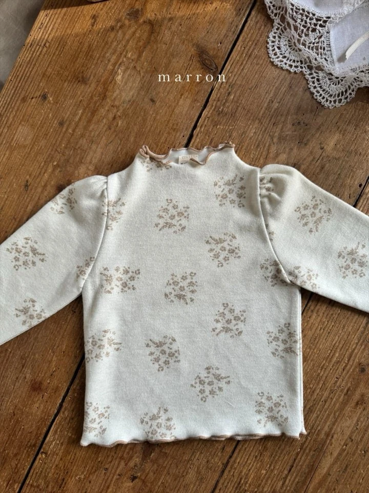 Marron - Korean Baby Fashion - #babyootd - Flower Turtleneck Tee - 4