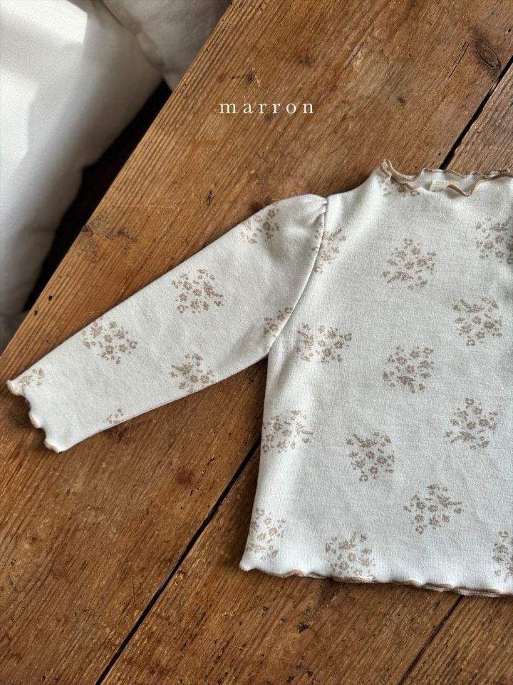 Marron - Korean Baby Fashion - #babyoutfit - Flower Turtleneck Tee - 5