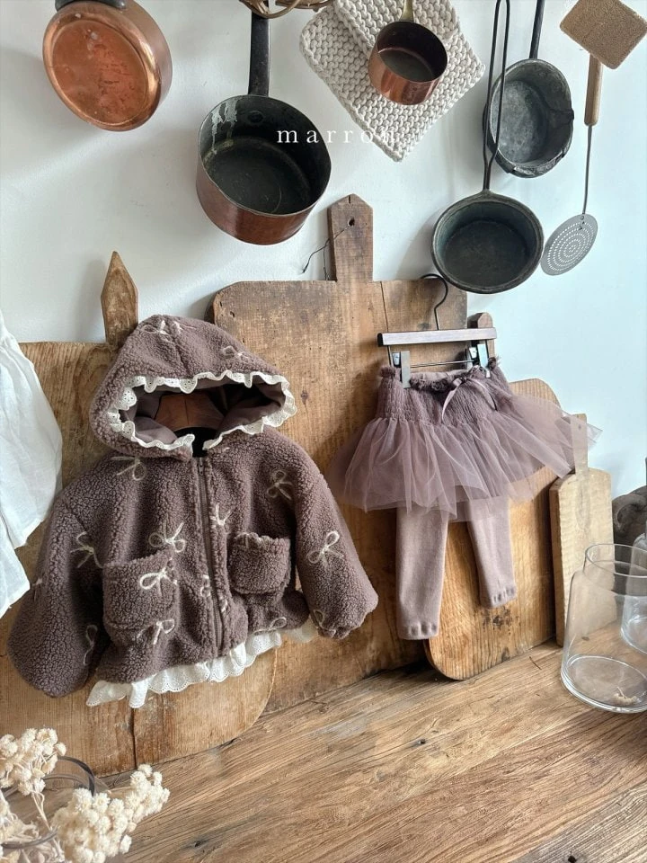 Marron - Korean Baby Fashion - #onlinebabyshop - Ribbon Hood Zip-up Jacket - 5