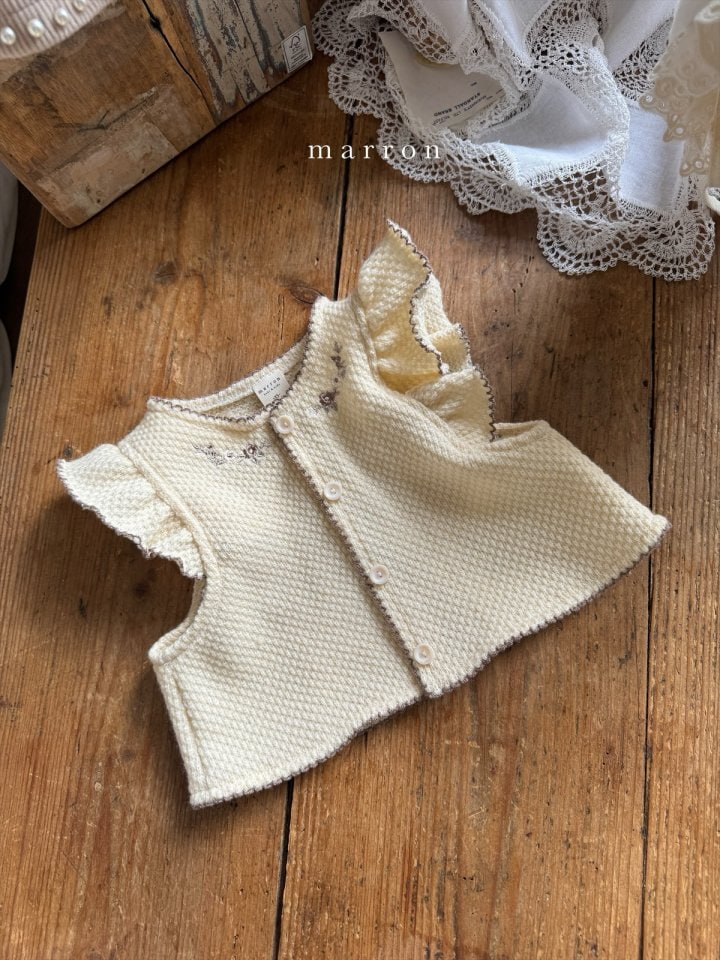 Marron - Korean Baby Fashion - #onlinebabyshop - Embroidery Knit Vest