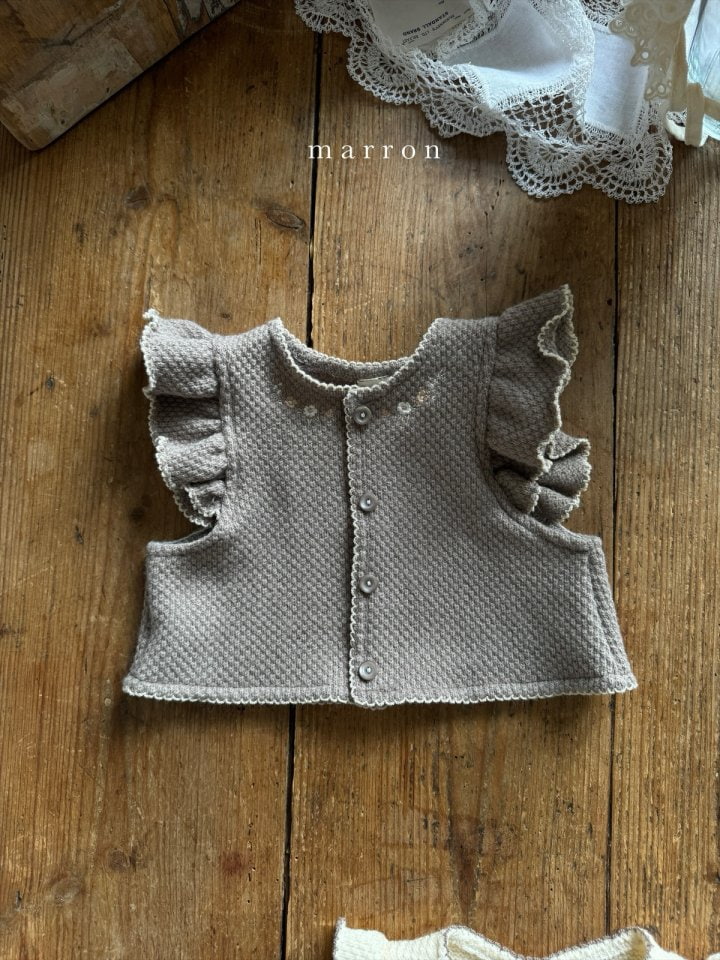 Marron - Korean Baby Fashion - #smilingbaby - Embroidery Knit Vest - 2