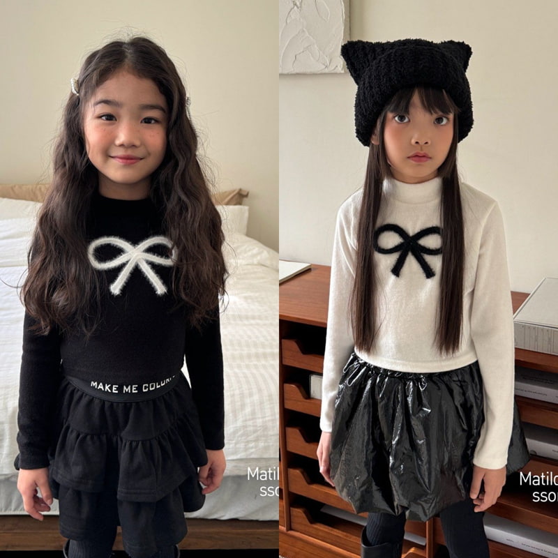 Matilda & Lee - Korean Children Fashion - #Kfashion4kids - Mink Ribbon Mockneck Tee