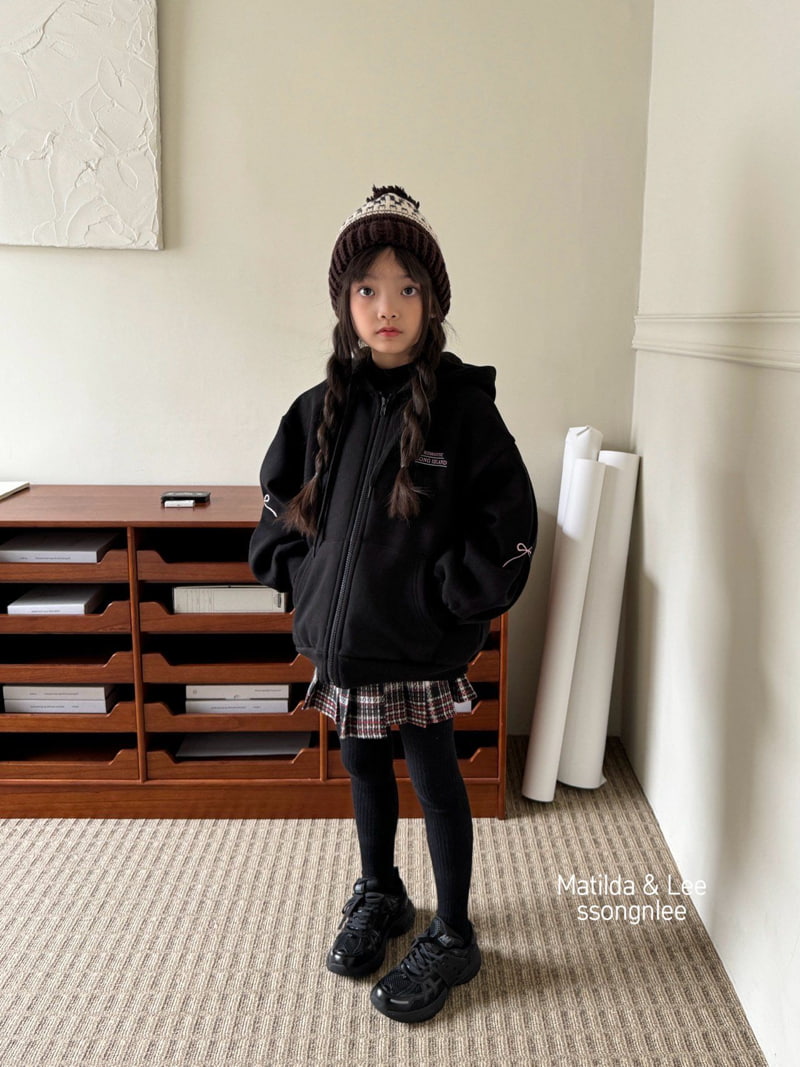 Matilda & Lee - Korean Children Fashion - #discoveringself - Embroidered Ribbon Hooded Zip-up - 3