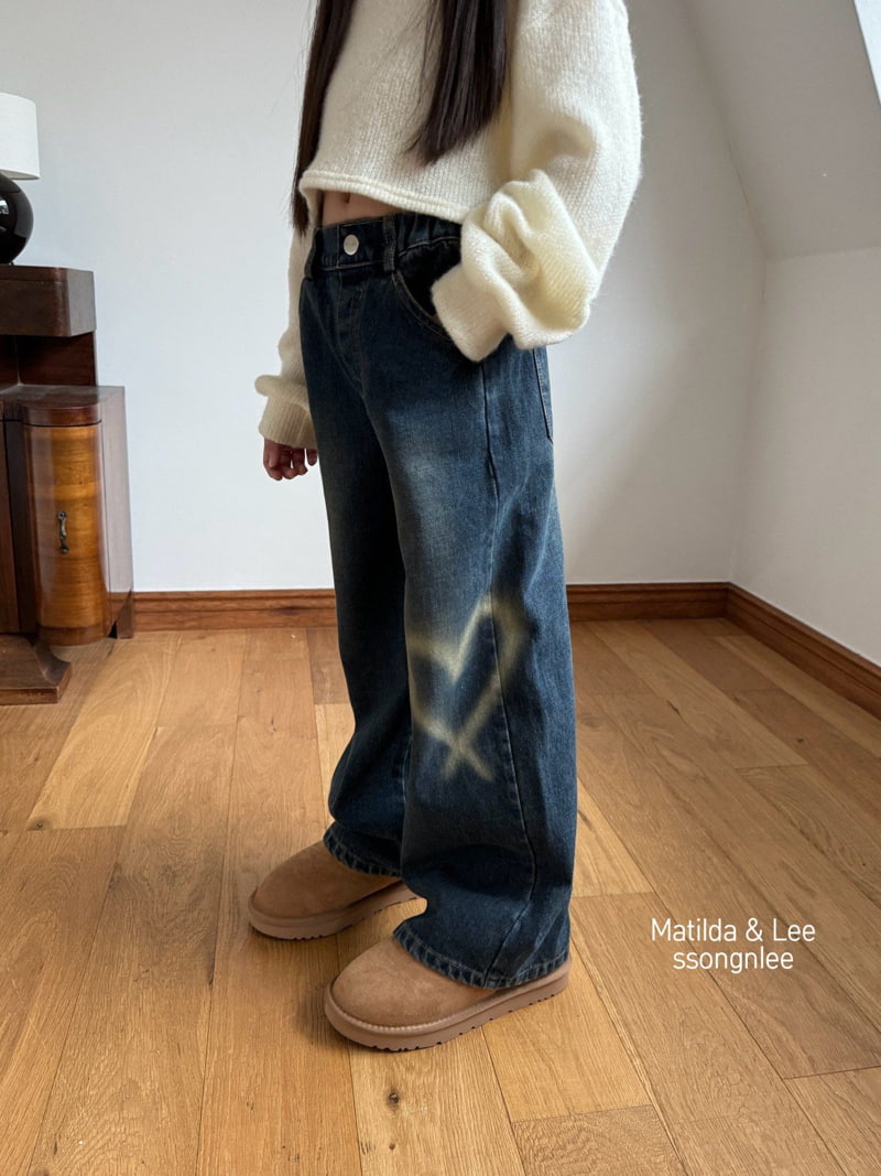 Matilda & Lee - Korean Children Fashion - #fashionkids - Vintage Heart Denim Pants - 7