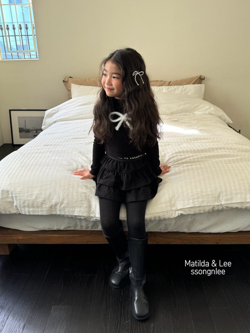 Matilda & Lee - Korean Children Fashion - #fashionkids - Mink Ribbon Mockneck Tee - 11