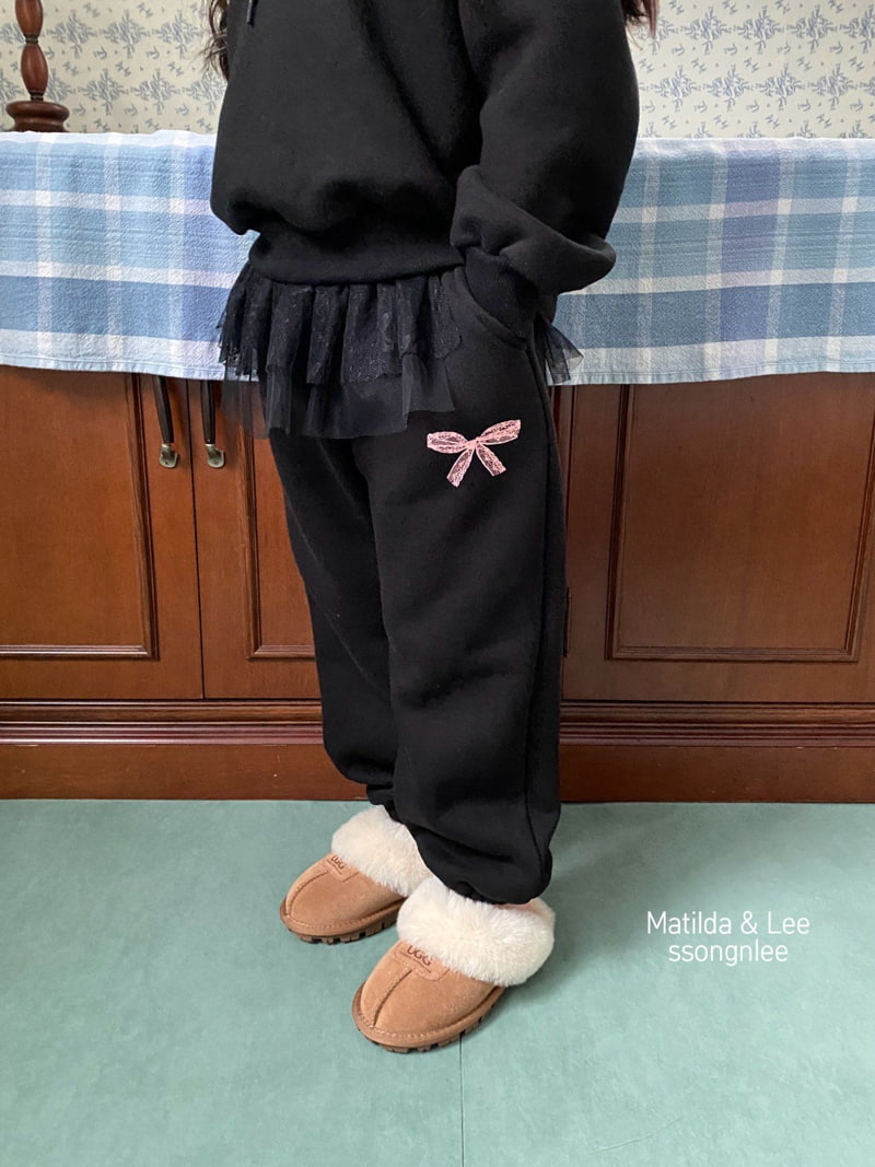 Matilda & Lee - Korean Children Fashion - #fashionkids - Lace Ribbon Jogger Pants - 12