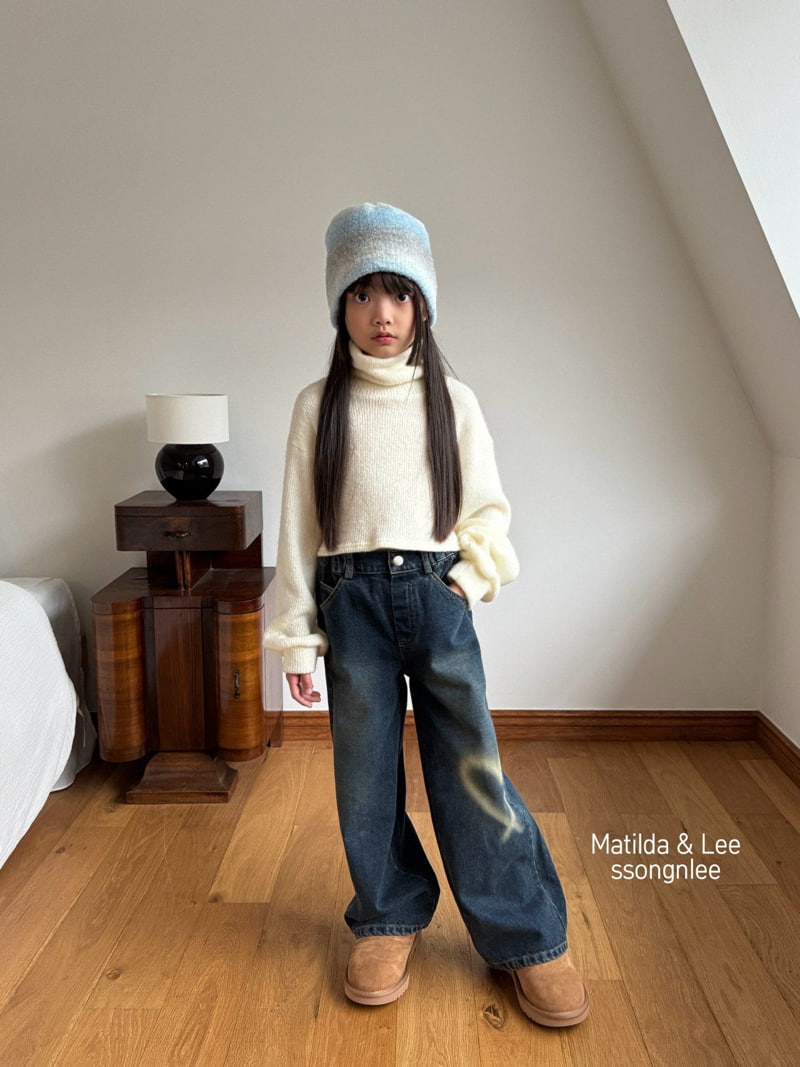 Matilda & Lee - Korean Children Fashion - #kidsshorts - Vintage Heart Denim Pants - 8