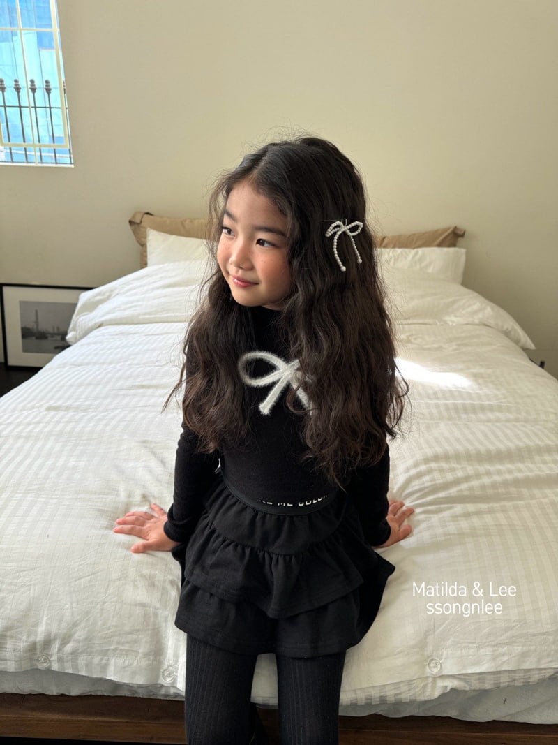 Matilda & Lee - Korean Children Fashion - #kidsshorts - Mink Ribbon Mockneck Tee - 12