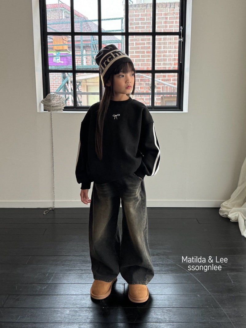 Matilda & Lee - Korean Children Fashion - #kidsshorts - Ribbon Tape Sweatshirt - 6