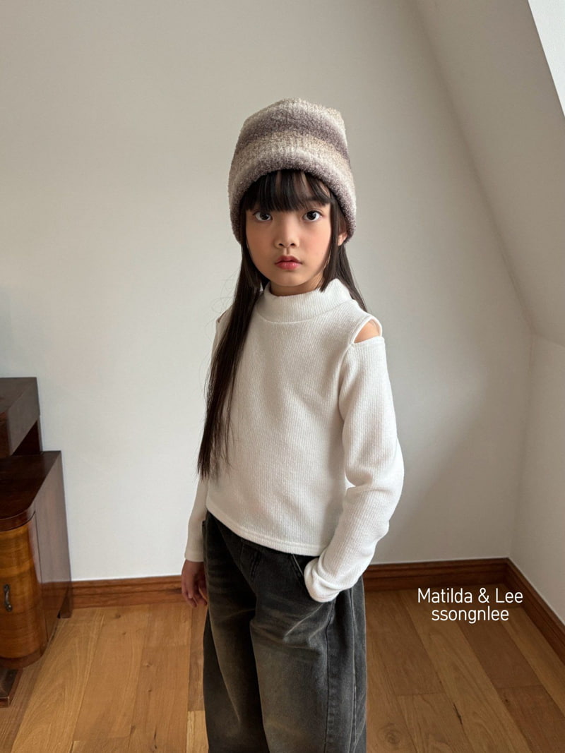 Matilda & Lee - Korean Children Fashion - #kidsshorts - Knit Shoulder Slit Mockneck Tee - 8