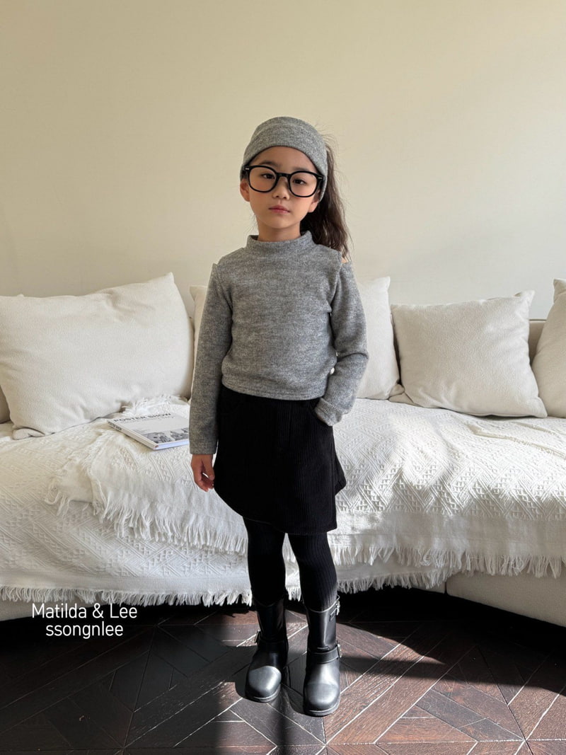 Matilda & Lee - Korean Children Fashion - #kidzfashiontrend - Knit Shoulder Slit Mockneck Tee - 10