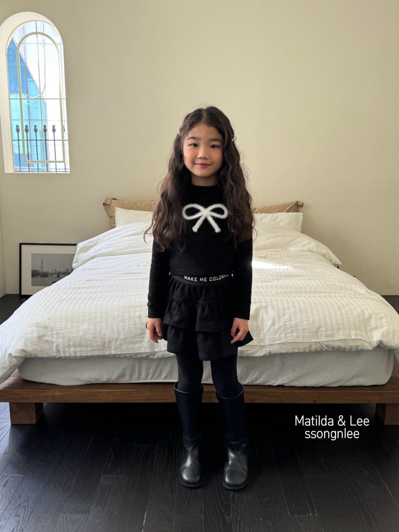 Matilda & Lee - Korean Children Fashion - #littlefashionista - Mink Ribbon Mockneck Tee - 2