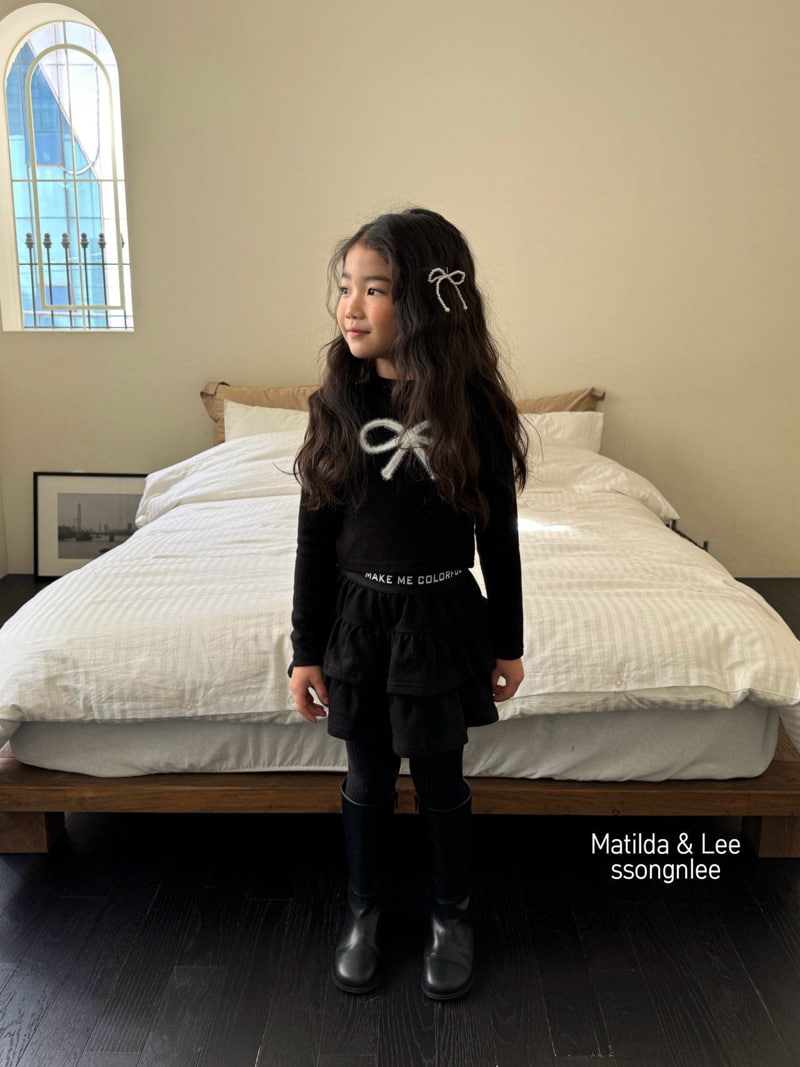 Matilda & Lee - Korean Children Fashion - #magicofchildhood - Mink Ribbon Mockneck Tee - 3