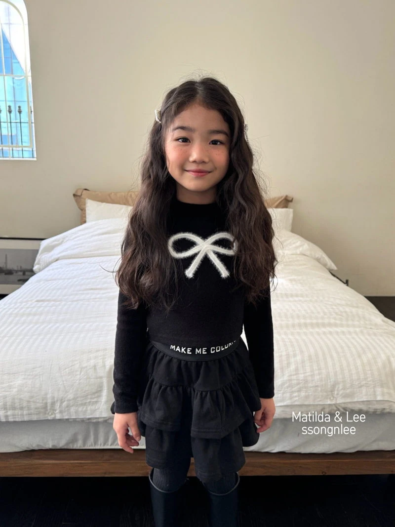 Matilda & Lee - Korean Children Fashion - #prettylittlegirls - Mink Ribbon Mockneck Tee - 5