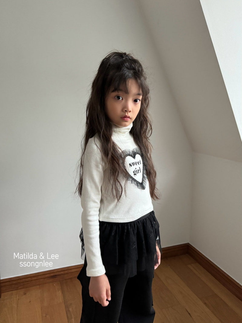 Matilda & Lee - Korean Children Fashion - #prettylittlegirls - Lace Heart Turtleneck Tee - 6