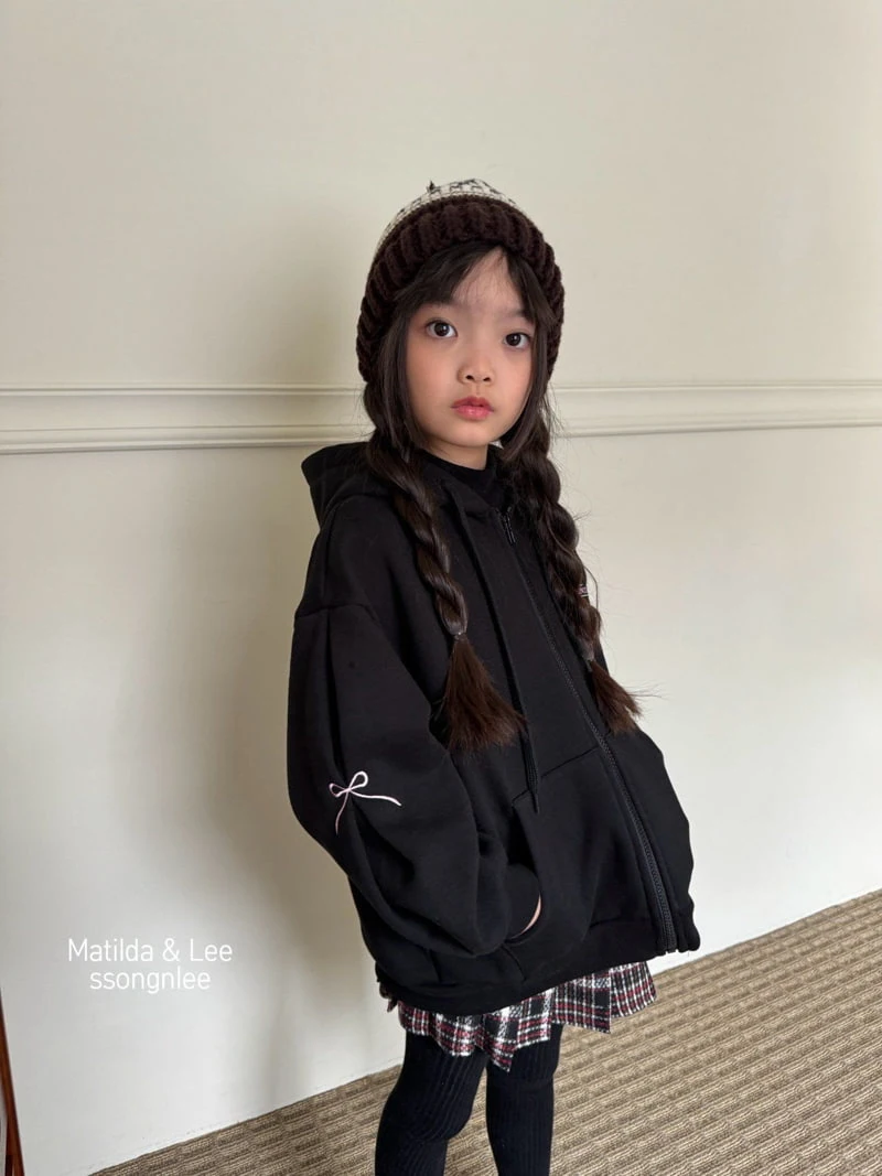 Matilda & Lee - Korean Children Fashion - #prettylittlegirls - Embroidered Ribbon Hooded Zip-up - 12