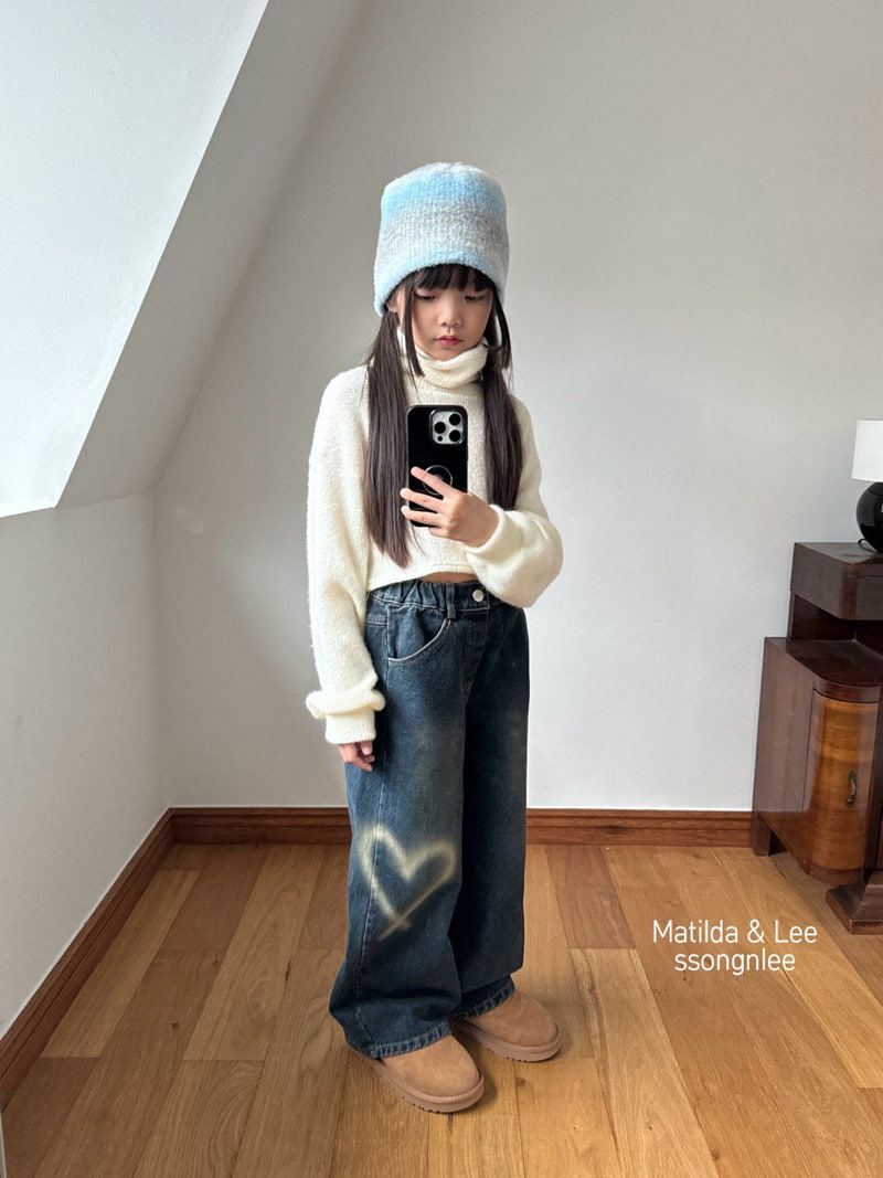 Matilda & Lee - Korean Children Fashion - #stylishchildhood - Vintage Heart Denim Pants - 2