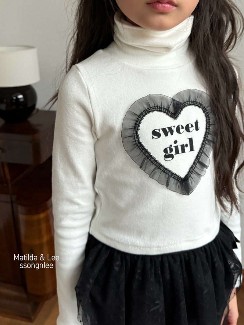 Matilda & Lee - Korean Children Fashion - #todddlerfashion - Lace Heart Turtleneck Tee - 7