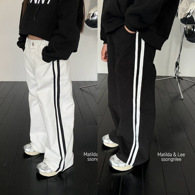 Matilda & Lee - Korean Children Fashion - #todddlerfashion - Two Line Tape Wide Pants