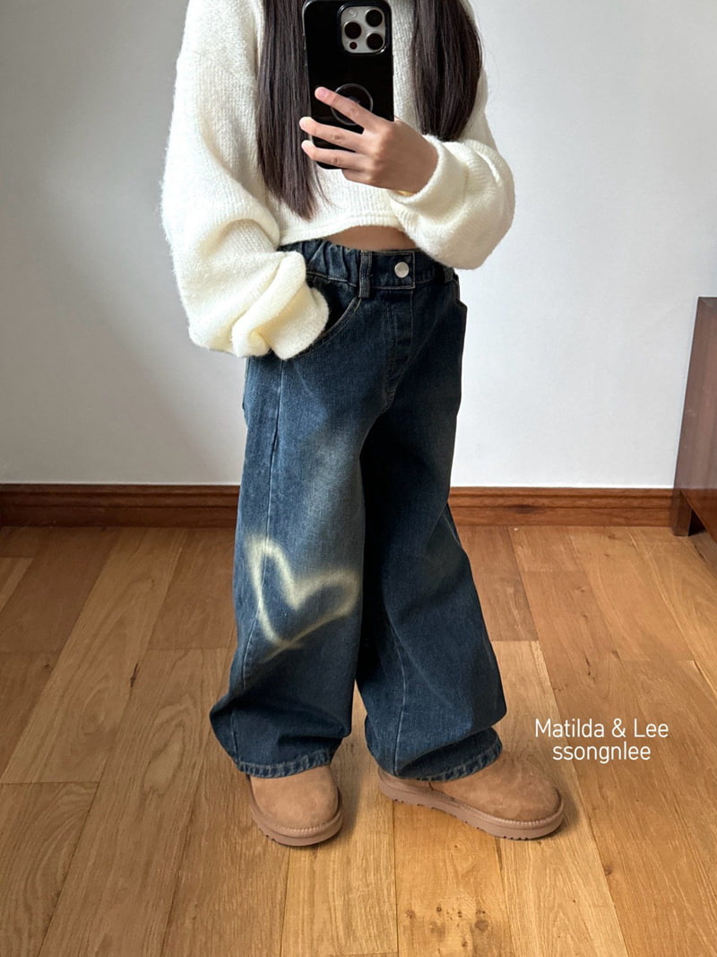 Matilda & Lee - Korean Children Fashion - #toddlerclothing - Vintage Heart Denim Pants