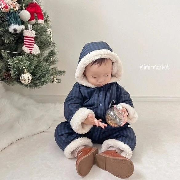 Mimi Market - Korean Baby Fashion - #babyboutique - Check Hooded Suit - 7