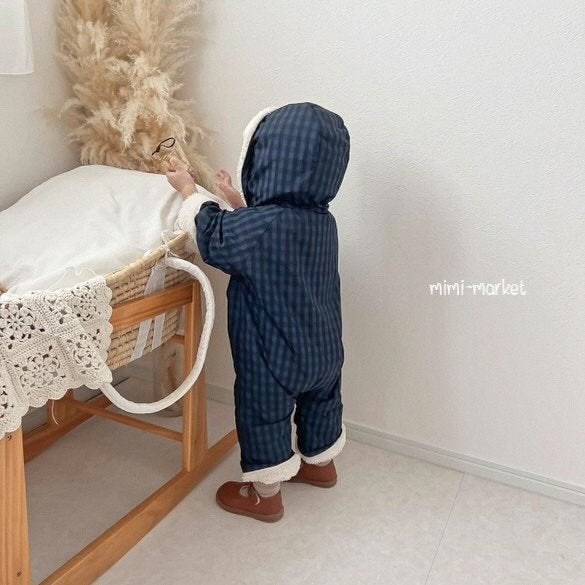 Mimi Market - Korean Baby Fashion - #babyclothing - Check Hooded Suit - 9