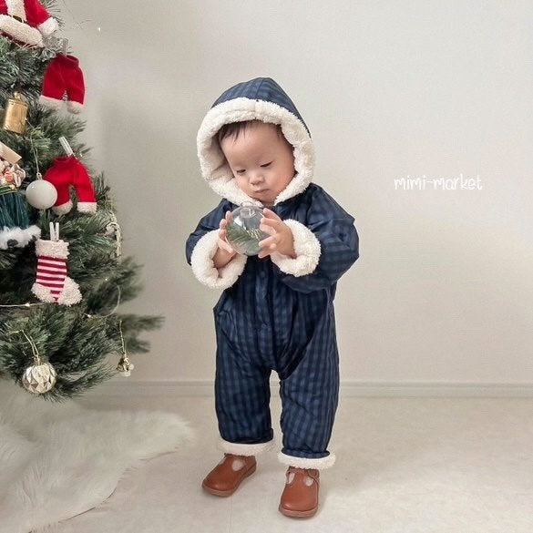 Mimi Market - Korean Baby Fashion - #babyfashion - Check Hooded Suit - 10