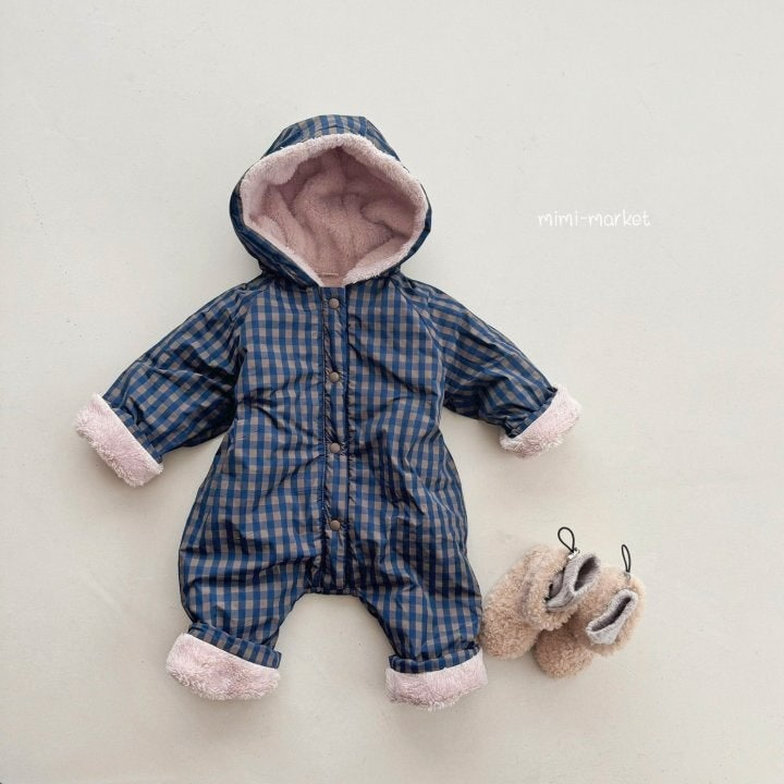 Mimi Market - Korean Baby Fashion - #babygirlfashion - Check Hooded Suit - 12