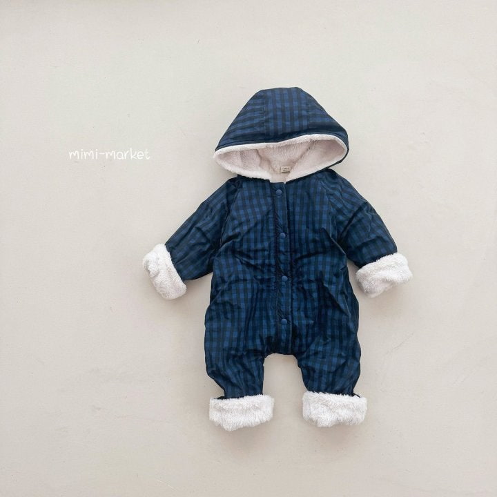 Mimi Market - Korean Baby Fashion - #babyoutfit - Check Hooded Suit