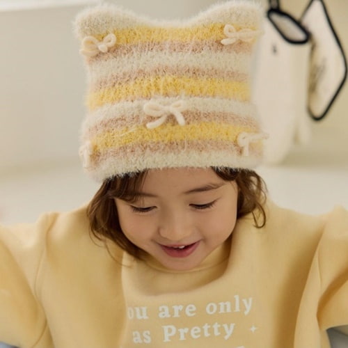 Mini Mellow - Korean Children Fashion - #discoveringself - Strile Ribbon Horn Beanie