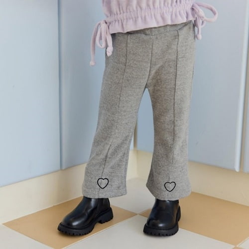 Mini Mellow - Korean Children Fashion - #littlefashionista - Heart Bootscut Pants