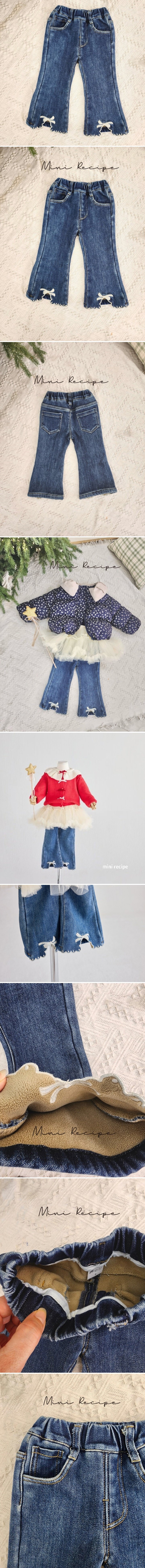 Mini Recipe - Korean Children Fashion - #kidsstore - Ribbon Bootcut Denim Pants