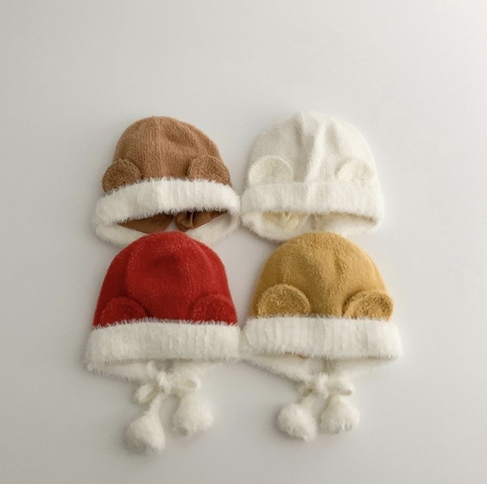 Miso - Korean Baby Fashion - #babyboutique - Bobble Bear Bonnet Hat