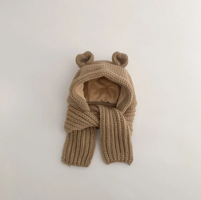 Miso - Korean Children Fashion - #kidzfashiontrend - Knit Bear Hat Muffler - 4