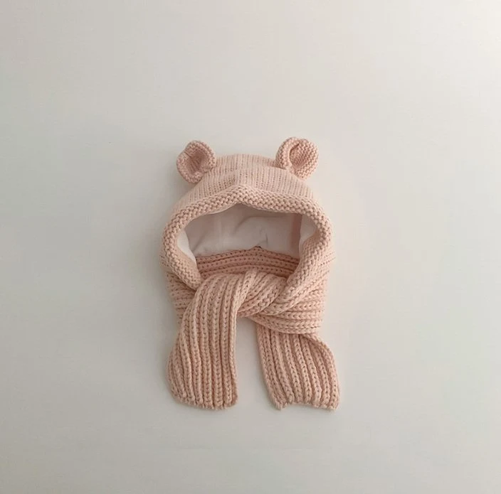 Miso - Korean Children Fashion - #kidzfashiontrend - Knit Bear Hat Muffler - 3