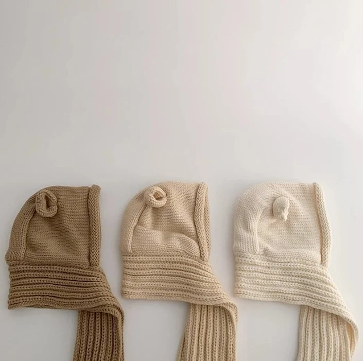 Miso - Korean Children Fashion - #littlefashionista - Knit Bear Hat Muffler - 5