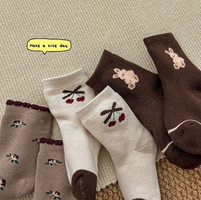 Miso - Korean Children Fashion - #magicofchildhood - Bunny Cherry Socks Set - 7